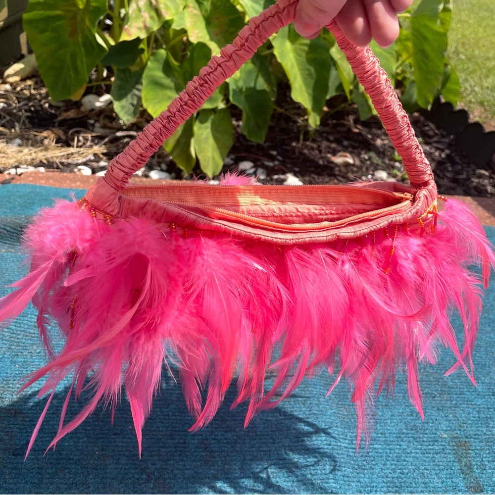 Adorable feather baguette purse